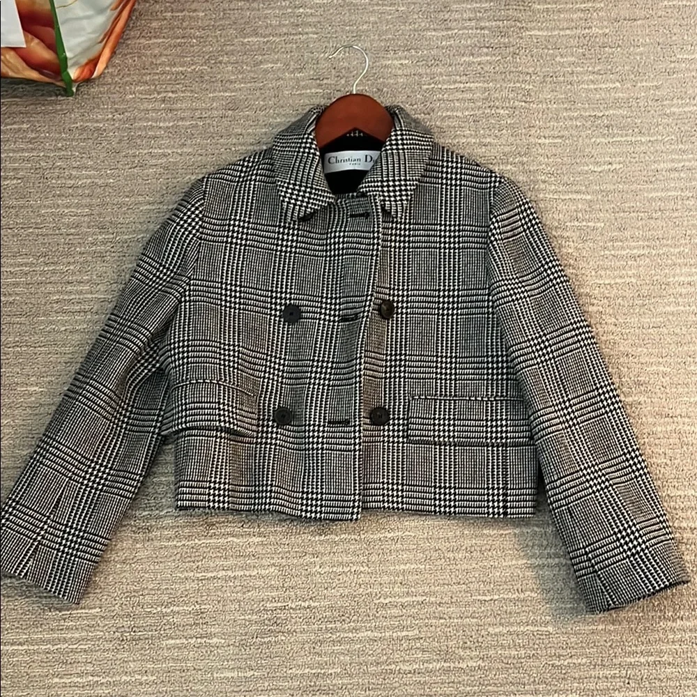 Dior Women's Plaid Blazer in Black and White